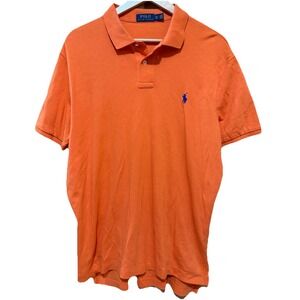 Ralph Lauren Polo Shirt Mens XL Orange‎ Pony Logo Casual Preppy Rugby Cotton